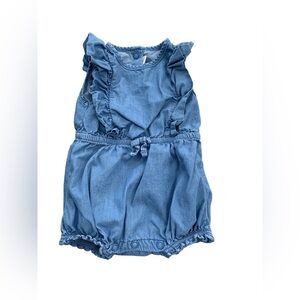 Janie and Jack Size 6-12 Months Chambray Ruffle Bubble Romper